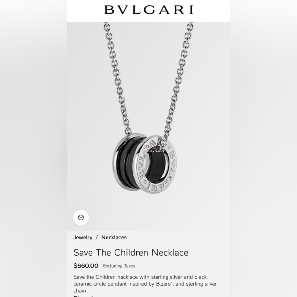 BVLGARI Necklace & Bracelet SET! Sterling silver special ed“Save the children”